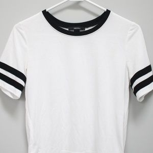 Forever 21 Black & White Varsity Tee Small